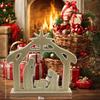 Wooden Nativity Scene Sets Hand Painted Holy Family Figure Religious Christmas Decoration for Table Centerpiece Home Jesus Offi