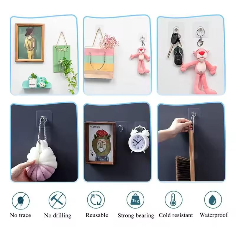 10Pcs Adhesive Wall Wall Mounting Hooks Hanging Nails for Picture Frames Photo Keys