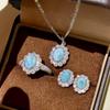 Romantic Blue Dove 925 Silver & Oval Sea Sediment Jasper Three-Piece Set
