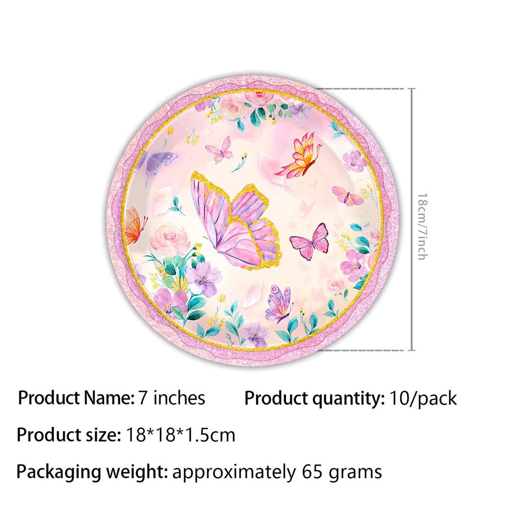 Butterfly Party Tableware Set: Plates, Napkins, Tablecloth for New Year, Spring, and Birthday Celebrations.