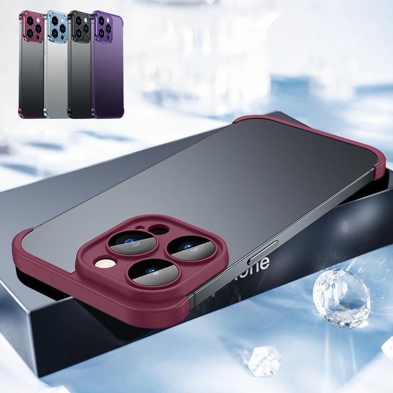 Luxury Metal Aluminum Corner Pad With Lens Protector Case for iPhone 16 15 14 13 Pro Max 16 Plus 14 Pro Shockproof Phone Cover