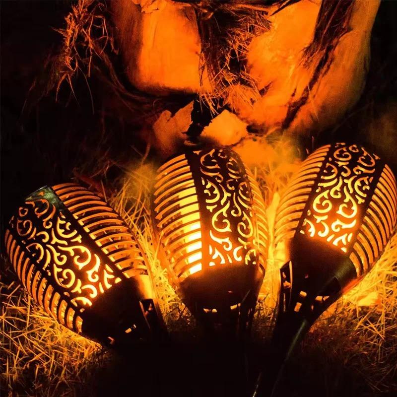 12LED Solar Flame Torch Light Flickering Light Waterproof Outdoor Lawn Path Yard Patio Floor Lamp Garden Christmas Decoration