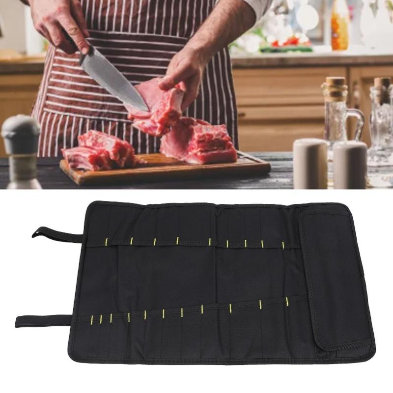 20 Slots Chef Knife Bag Multifunctional Portable Cutlery Knives Holders Protectors Roll Storage Bag For Home Kitchen Travel
