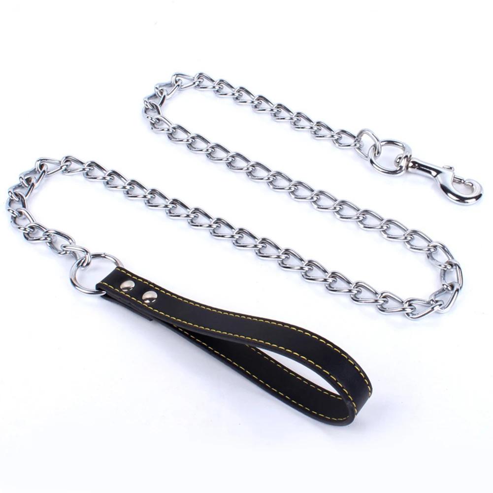 3 Colors Bite Proof Heavy Duty Chain Dog Leash Pet Metal Lead Handle Trigger Hook Pet Training Collar Leash Necklace Dog Product