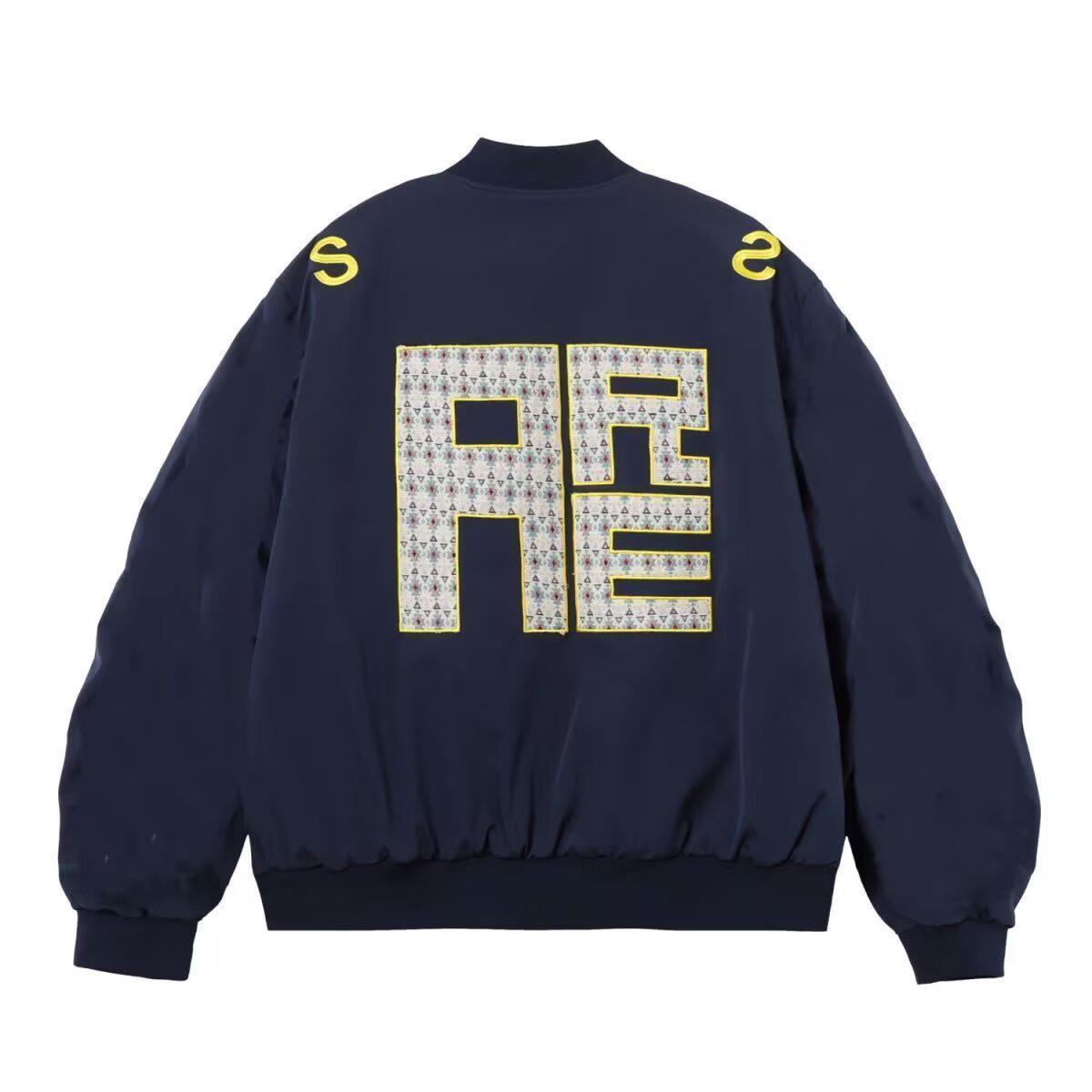 

Men s Quilted Embroidered Retro Baseball Flight Jacket M темно-синього кольору