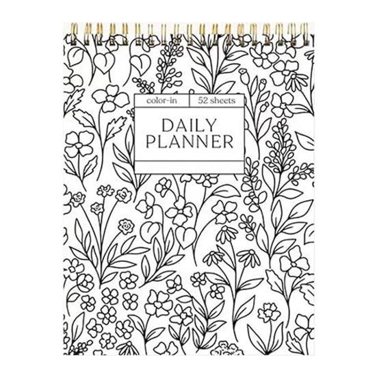 Color-In Spiral Notebook And Daily Planner Meeting Notes Coloring Book Floral