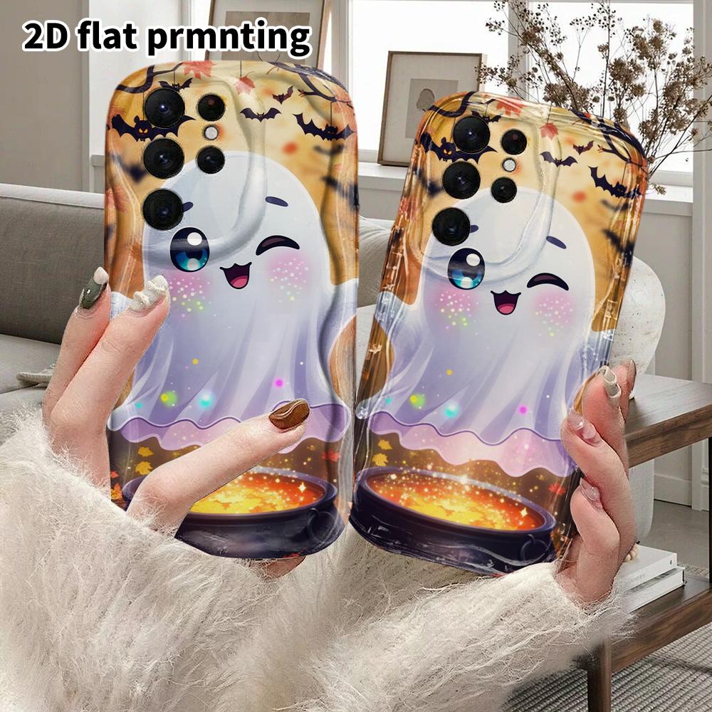 Phone Case: 2D Flat Samsung Galaxy A34 A35 M05 M06 S20 S22 S21 FE Plus 5G Protective Case, Couple Style, Cartoon Ghost, Christmas and Halloween Gift
