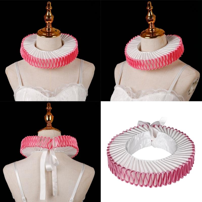Vintage Renaissances Elizabethan Ruff Collar Victorian Edwardian Costume Neck Ruffle for Halloween Masquerades Cosplay