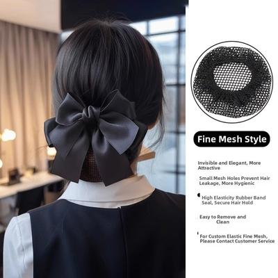 Mode Bequem Schleife Strick Haarnetz Vintage Elegant Abdecknetz Haarspange Federklemme Doppellagig Pferdeschwanzclip Damen