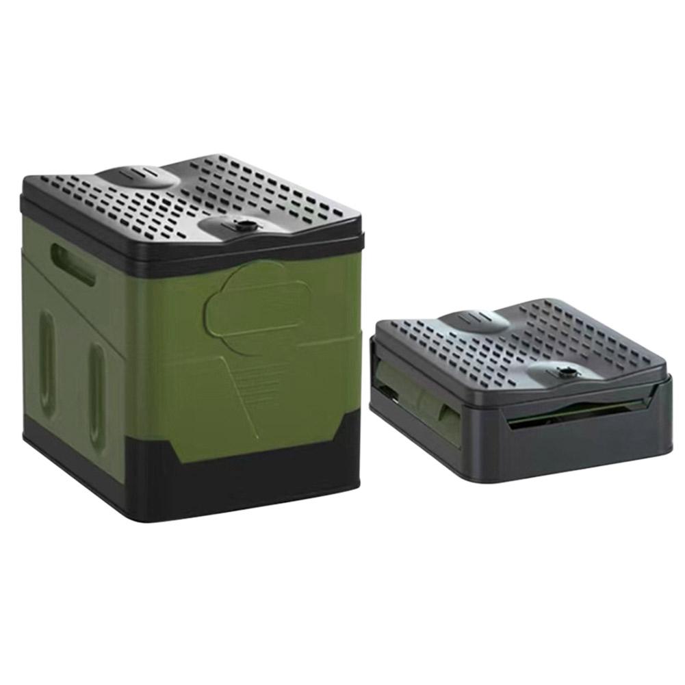 Movable Toilet Portable Outdoor Folding Toilet Strong Bearing Capacity Reusable Trash Can for Camping Self-driving Travel