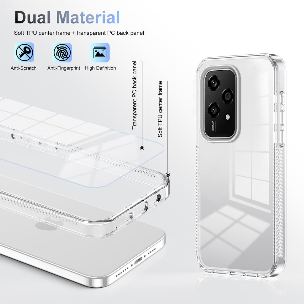 For Honor 200 Lite Clear Phone Case TPU+PC Anti-Slip Drop-Proof Back Cover