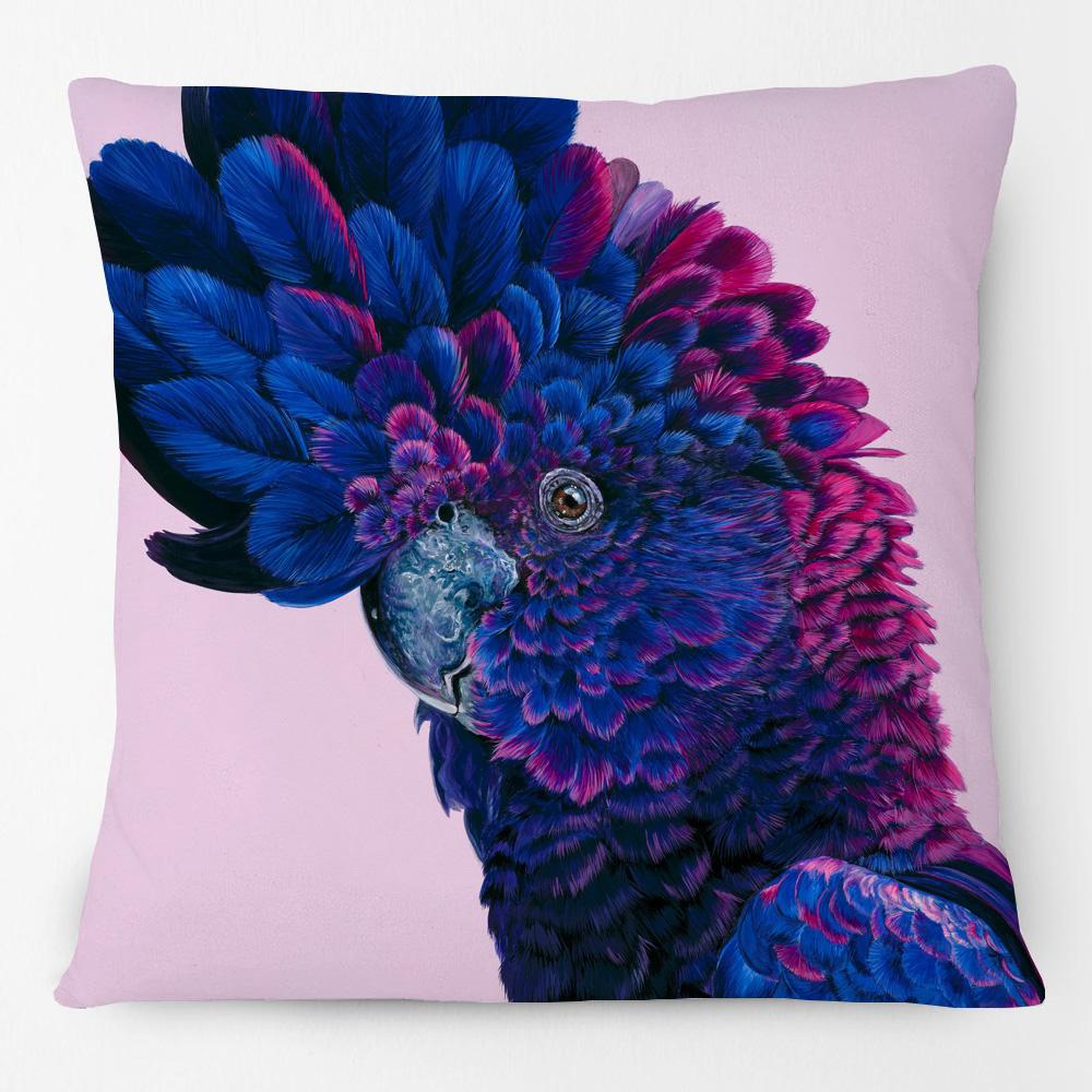 Australia Native Birds Parrots Maggie Black Cockatoo Honeyeater Print Cushion Cover Sofa Decor Pillow Case