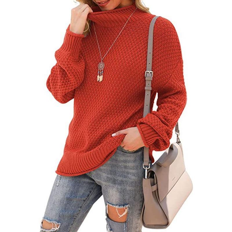 Women S Plus Size High Neck Long Sleeve Loose Knit Pullover Sweater