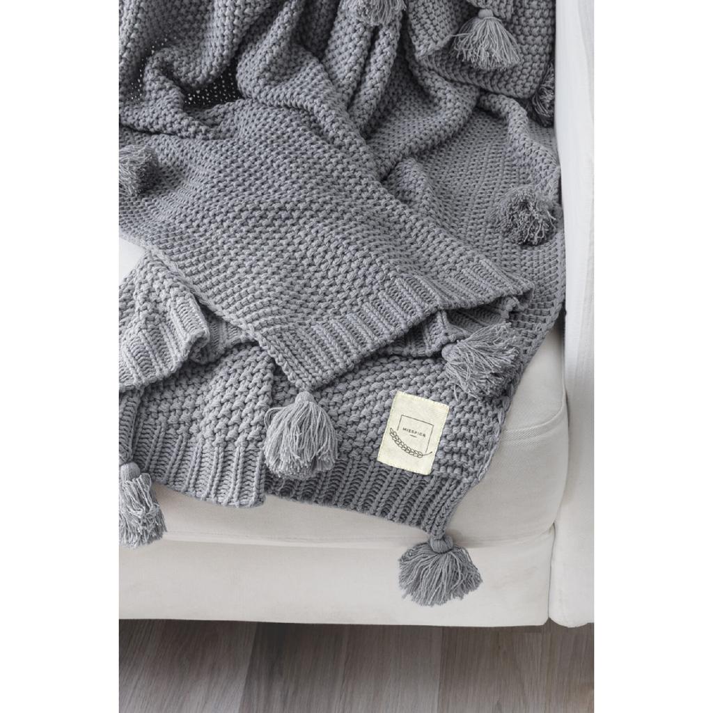 Valentinstagsgeschenk, Coco Rice, gestrickte Pompom-Strickwaren, TV-Decke, Sofa-Überwurf, Khaki