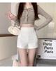 2024 Women's High Waist White Booty Shorts - Summer Elastic Leggings