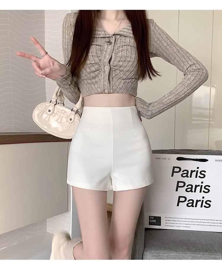 2024 Women's High Waist White Booty Shorts - Summer Elastic Leggings