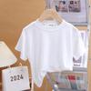 Kids' Summer Ice Silk Short-Sleeve Solid Top: Round Neck, Fashionable and Versatile for Boys and Girls