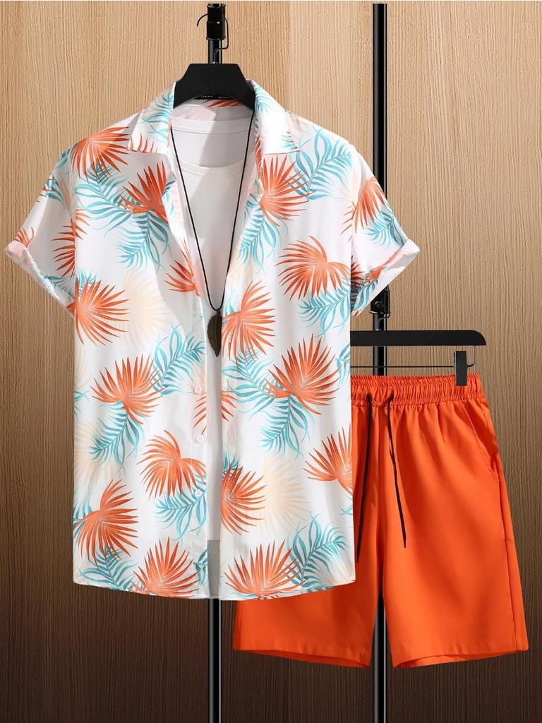 Hawaiian Coconut 3D Printed Men's Clothing Shirt Summer Short-sleeved Top Beach Shorts Two-piece Casual Vacation Casual Sets