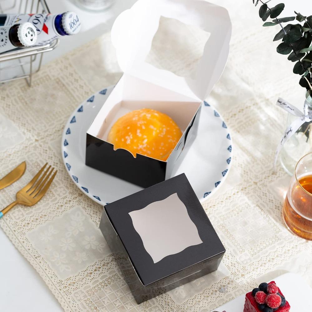20 Stück Schwarze Geschenkboxen mit Klarsichtfenster Kleine Leckerli-Boxen Papier-Geschenkverpackung für Geburtstagsfeiern Hochzeit Feiertagsfeiern Neujahr