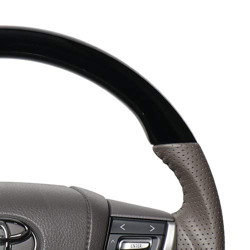 REAL Steering Wheel [Land Cruiser Prado (150 Series: Late Model)] Piano Black & Dark Greige Leather [Original Series] H30G-PBW-GL