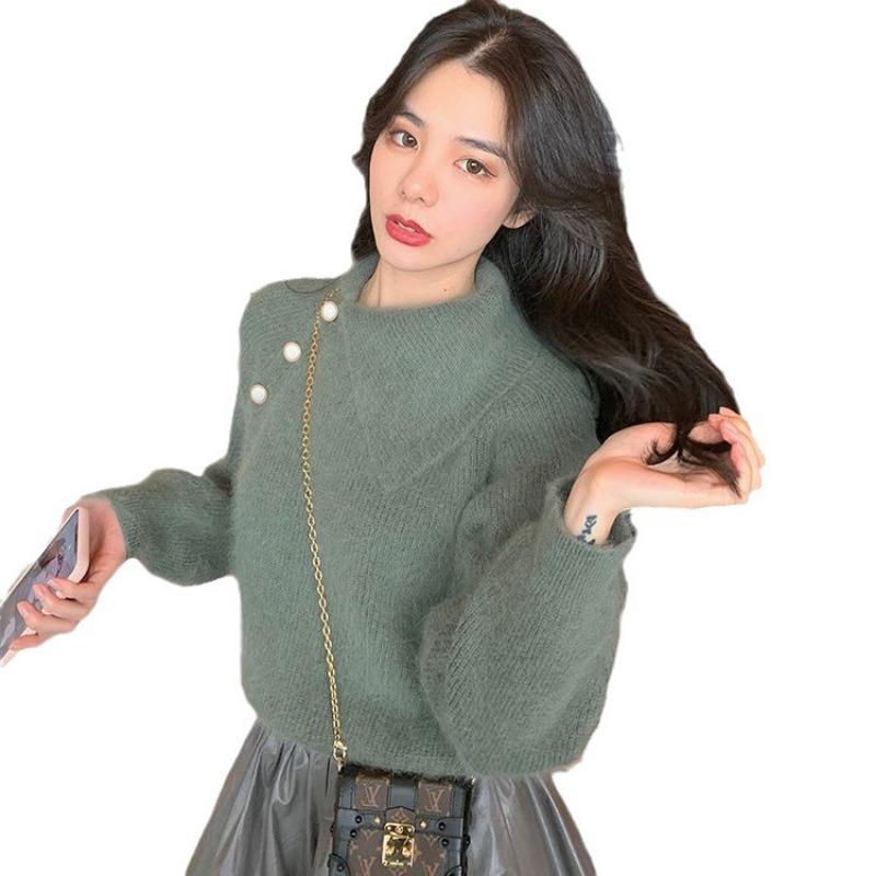 Mohair Sweater Women Wear Lazy Wind Loose Autumn and Winter Thickened Warm Pullover Small Knitted Sweater