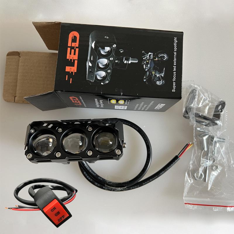 

Motorcycle LED Spotlights Headlamp Car Headlight Bulbs Auto Lamp Projector Lens Dual Color Spot Fog Work Auxiliary Lighting