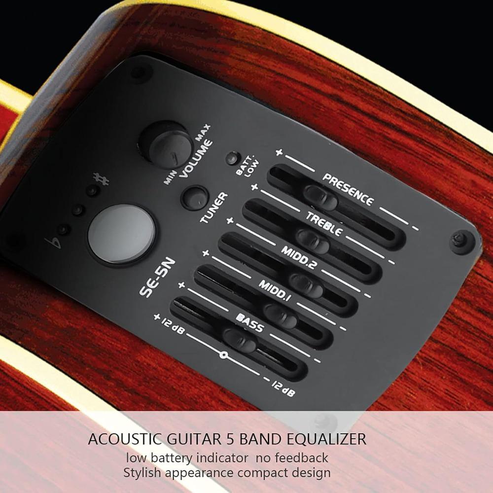 5-Band EQ Acoustic Guitar Preamp Metal+Plastic Piezo Pickup System For Guitar