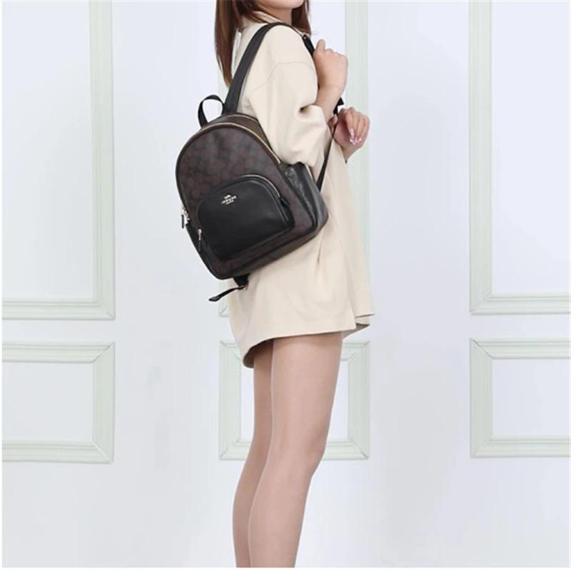Coach Gericht Canvas Leder Rucksack Groß Damen Schwarz / Braun (Unisex) Rucksäcke 5671 IMAA8