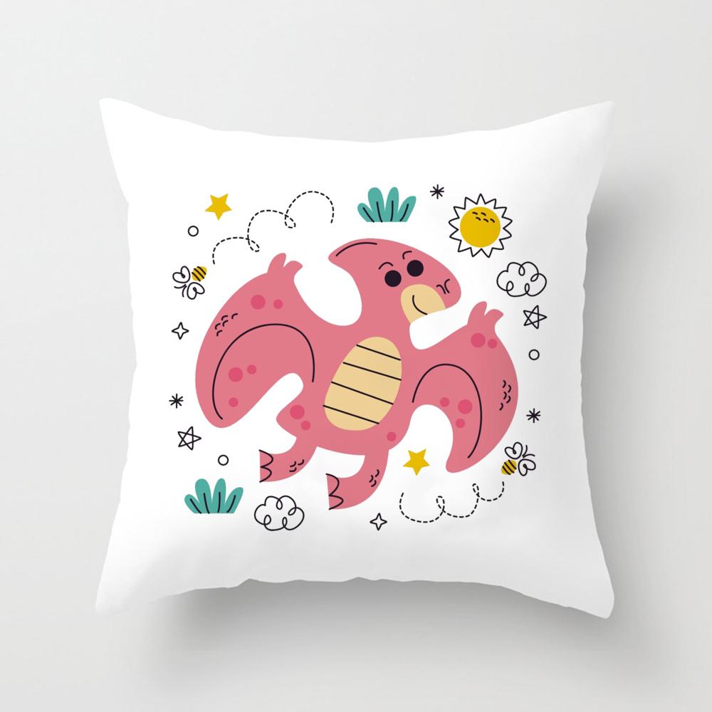 Dinosaur Pillow Case Cushion Cover for Children Room Soft Pillowcase Bedroom Party Decoration Housewarming Birthday Gifts
