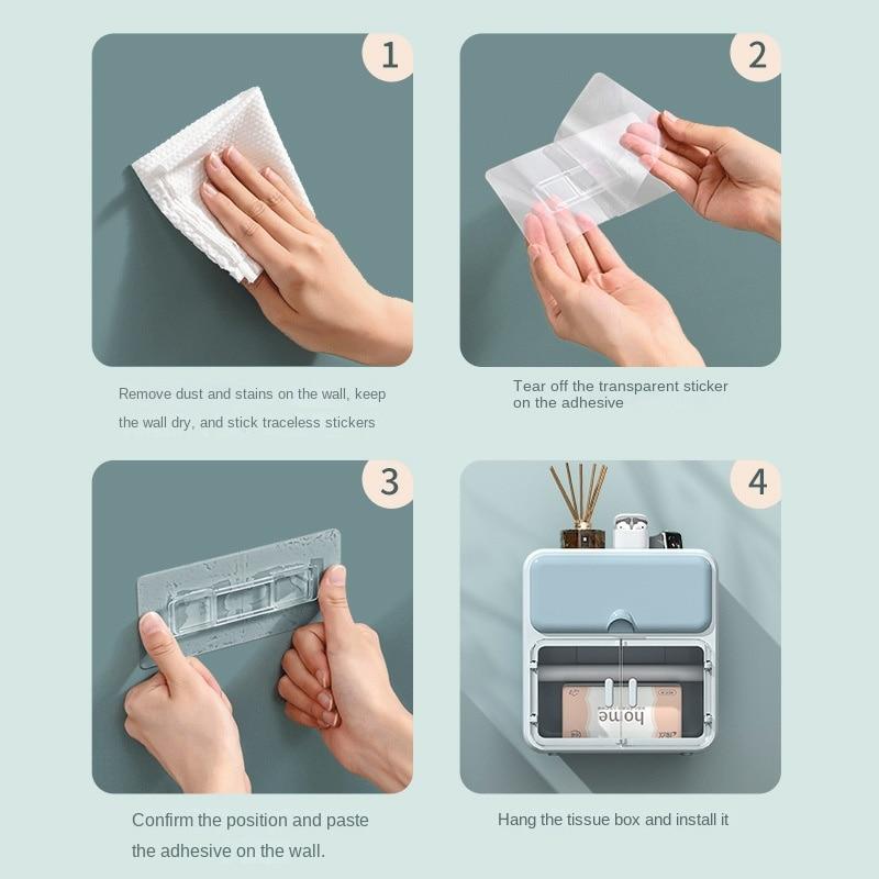 Waterproof  Tissue Box Toilet Wall-mounted Paper-pulling Creative Waterproof Shelf Paper Roller