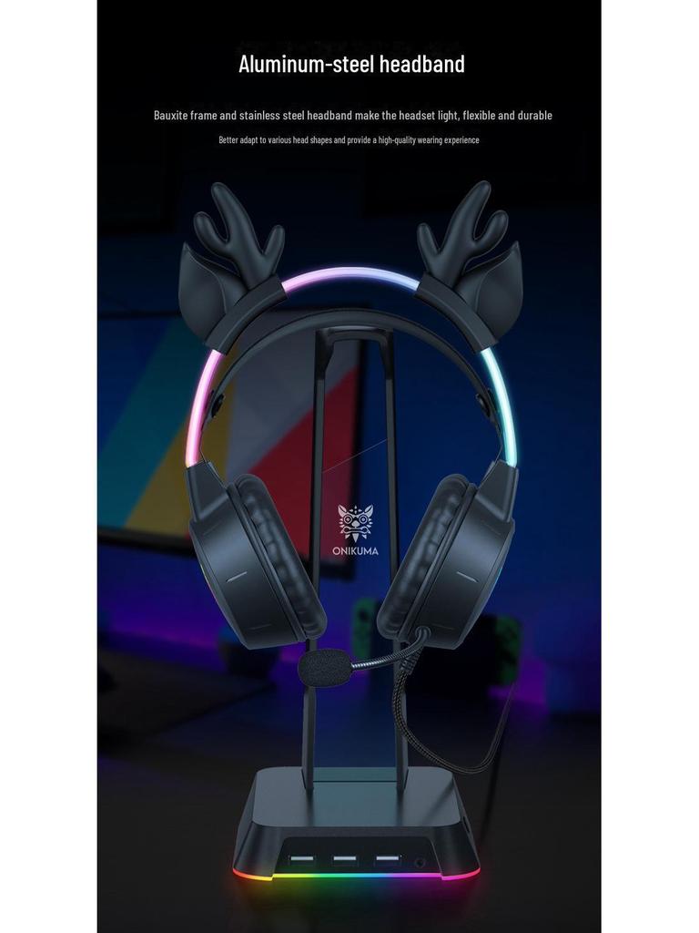 Słuchawki gamingowe X15Pro: Redukcja szumów, Świecąca opaska na głowę, Urocze kocie uszy dla e-sportu.