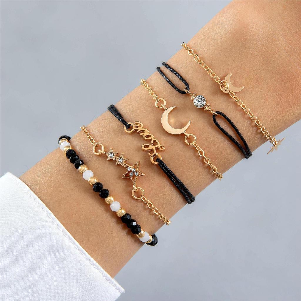 Accessories, Bohemian Multi-layer Stacked Bracelets, Star Moon Rice Bead Bracelets Wholesale