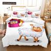 Cartoon Goat Duvet Cover Set Cute Kawaii White Goat White Background King Queen Size For Girls Boys Gift Polyester Bedding Set