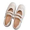 Rindslederversion~ echtes Leder Plateau silberne Mary Jane Schuhe Damen neue Sommer Retro lässige Ballerinas flacher Ausschnitt Einzelne Schuhe