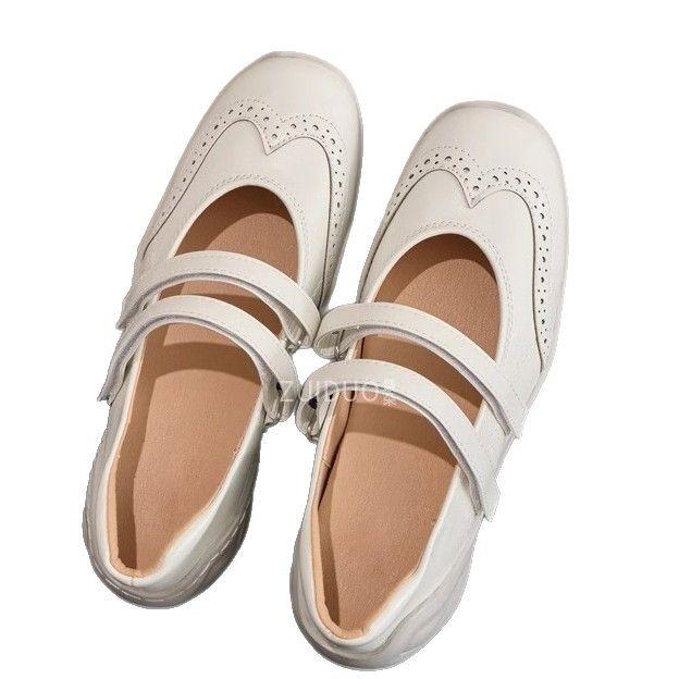 Cowhide version~ genuine leather platform silver Mary Jane shoes women's new summer retro casual ballet shoes light mouth single shoes