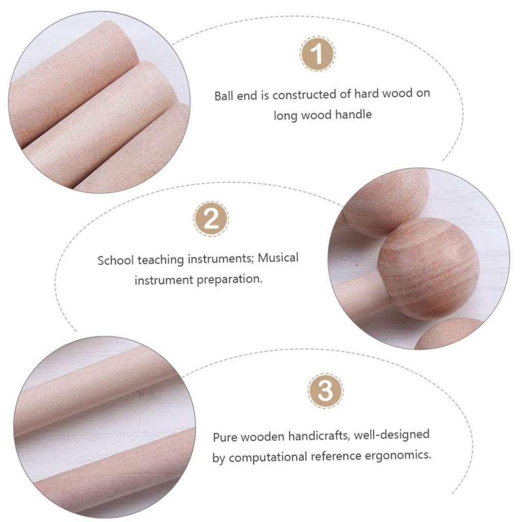 Toyvian Mallet Slagverkspinner, Xylofon Trommestikker, Tre Trommestikker, Slaginstrument Mallets for Klokkespill, Bjeller og Bjeller (20 stykker)