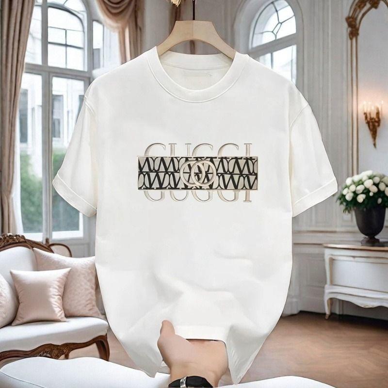 

2026 Pure Cotton Short Sleeved and Versatile Hong Kong Style Printed Round Neck Top for Couples Tshirt 3XL