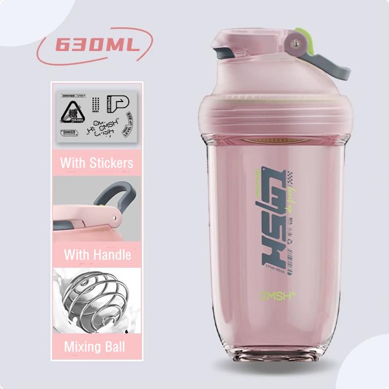 

630 мл высококачественный шейкер для протеинового порошка бутылка для воды портативный материал тритан тренажерный зал фитнес открытый спорт питьевая пластиковая бутылка 630ml розовый