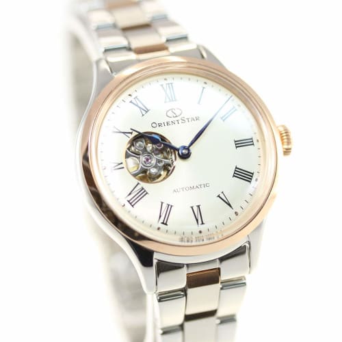 Orient Star RK-ND0001S Women's Automatic Watch, Classic Semi-Skeleton, Mechanical, Made in Japan, with 2-Year Manufacturer's Warranty, Open Heart, Whi