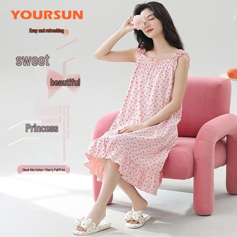 Women s Cute Floral Sleeveless Cotton Blend Sleepwear Dress XL
