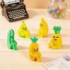 Yousheng Mini Resin Fruit Figurine Fake Banana Pineapple Cucumber Pear Cone Fruit Model with Cute Grievance Expression for Micro Fairy Garden