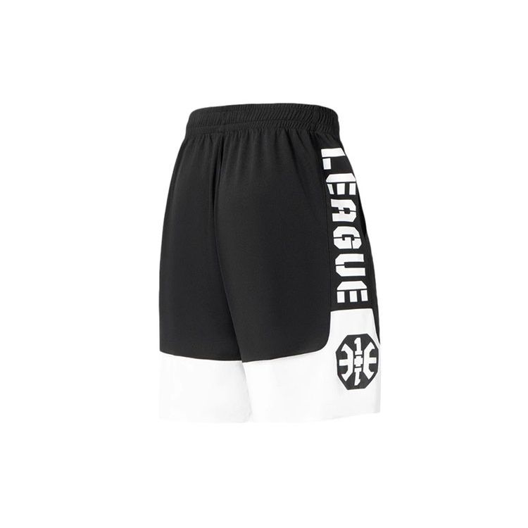 Li-Ning Badfive Basketball Series Letter Print Quick-Dry Spliced Sports Shorts Men Bottoms Black AAPS127-1