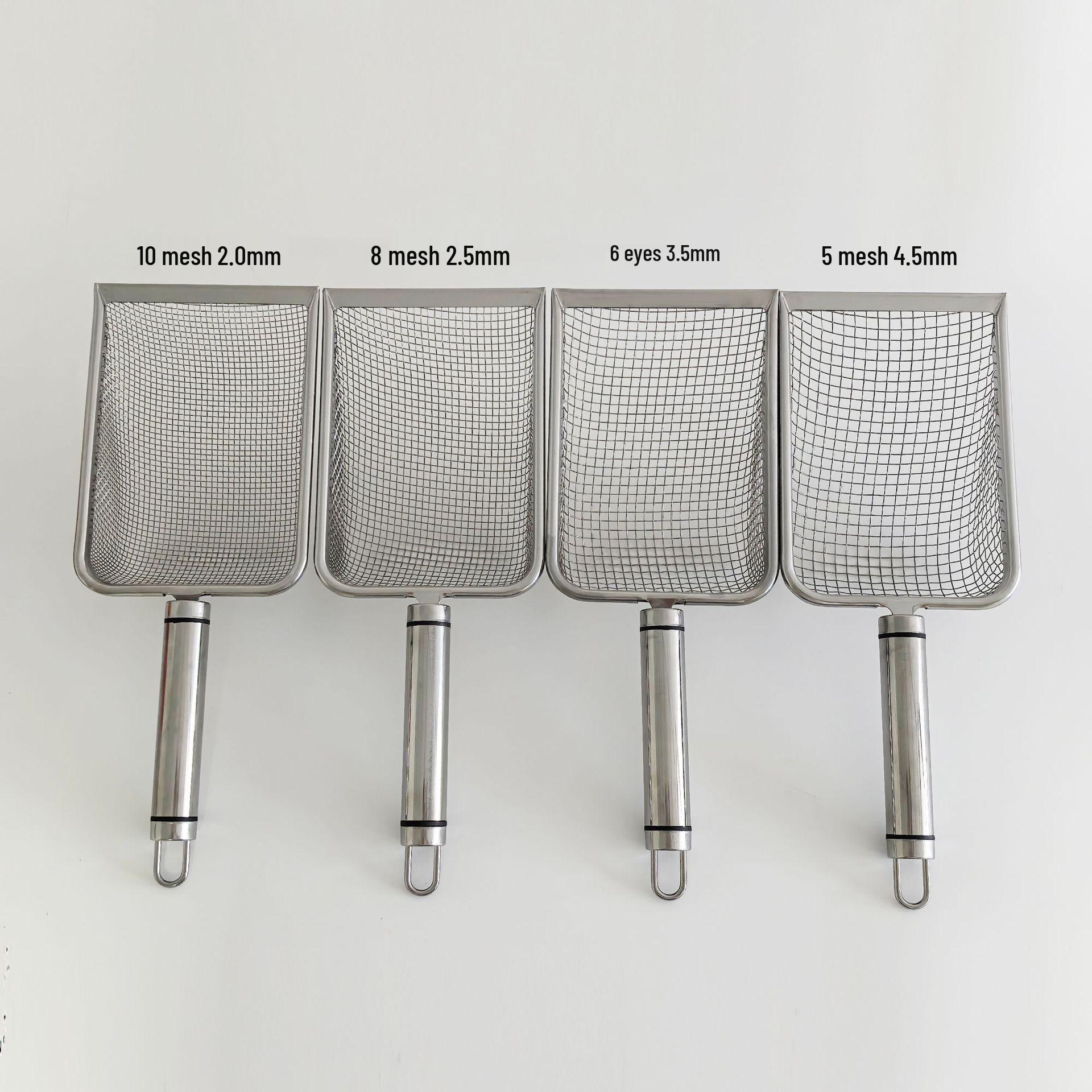 

Совок для кошачьего туалета из нержавеющей стали с маленькими отверстиями - Инструмент для уборки за питомцами для бентонитового и орехового песка. 10 mesh 2.0mm