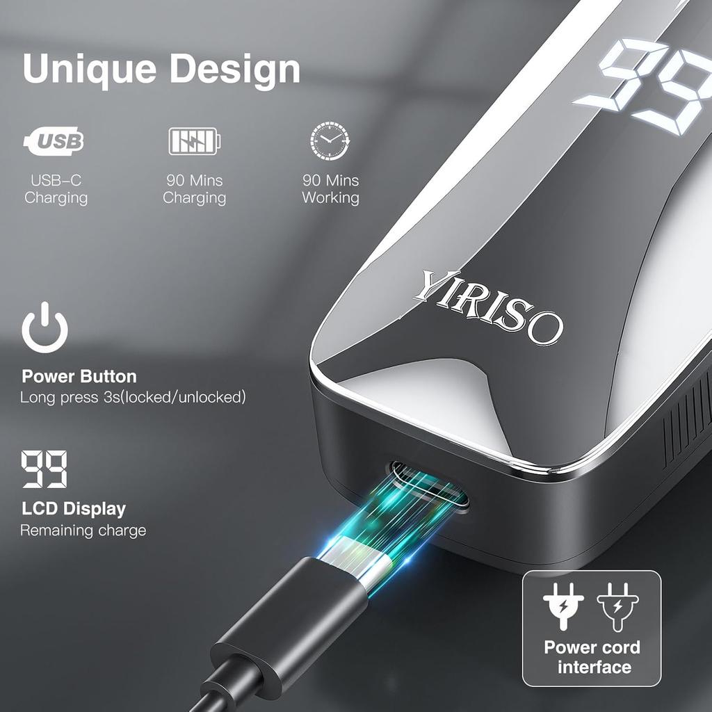 Electric Razor for Men, Men’s Electric Shavers, Wet & Dry Shaver with Pop-up Trimmer, USB-C Rechargeable Waterproof Portable Shaver with LCD