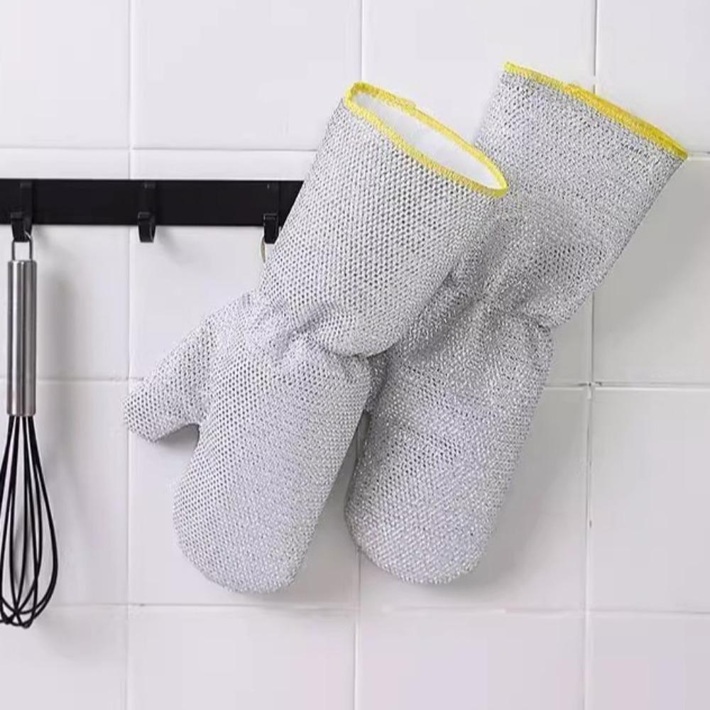 6PCS Extended Design Steel Wire Gloves Waterproof Cleaning Gloves Dishwashing Gloves  Kitchen Use
