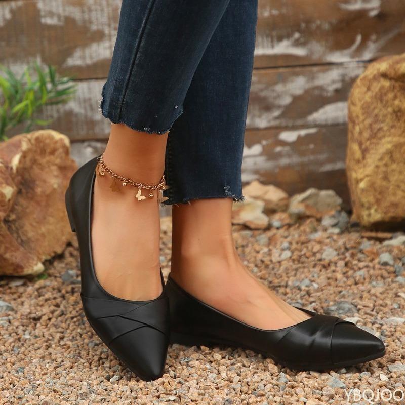 Women's Spring New Shallow Mouth Fashionable Versatile Flats Casual Comfortable Soft Bottom shoes Elegant Simple Work Shoes