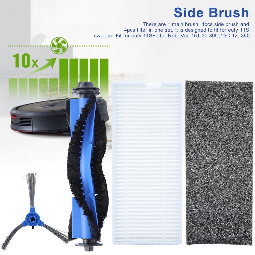 Seitenbürste Filter Hauptbürste Kit Kehrmaschinenzubehör Ersatzteile Passend für 11S RoboVac 15T