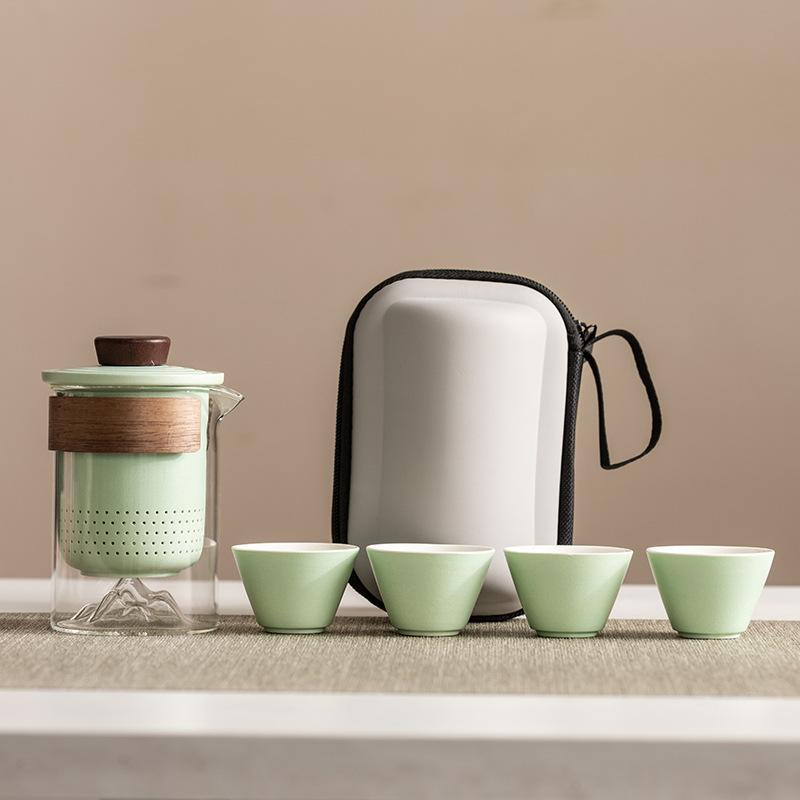 High-end travel tea set Portable anti-scalding hand grab glass teapot Kuaike cup Kung Fu souvenir business gift