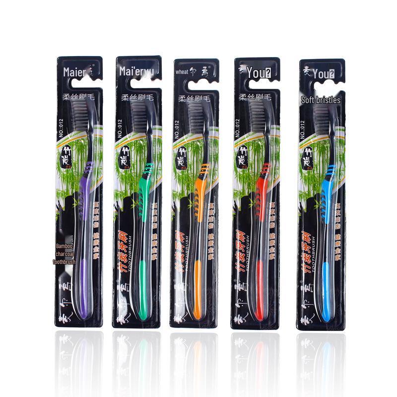Ultra-Fine Soft Bristle Bamboo Charcoal Toothbrush - Individually Wrapped for Adults