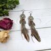 Handmade retro bohemian feather earrings dream catcher elements long fringed earrings temperament women's earrings